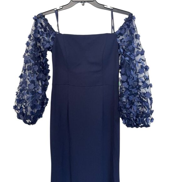 NWT Eliza J | Balloon 3/4 Floral Applique Sleeve Sheath Round Neck Dress Gown 8 - Picture 6 of 15